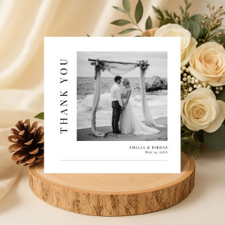 Cartão De Agradecimento Modern Elegant Destination Beach Wedding Photo