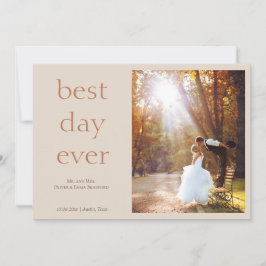 Cartão De Agradecimento Modern Elegant Photo Best Day Ever Wedding