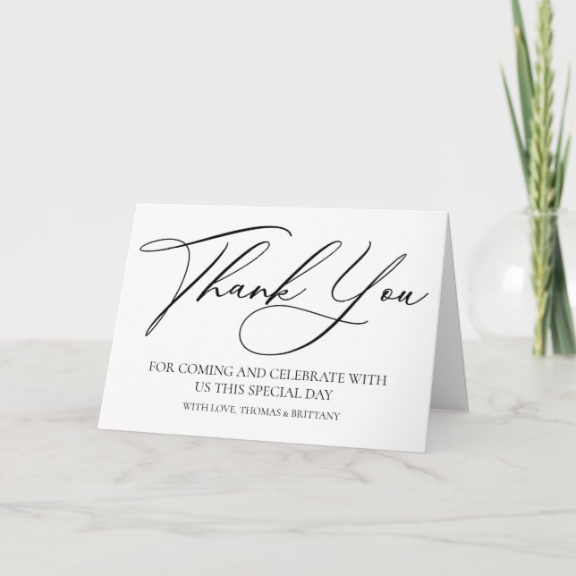 Cartão De Agradecimento Modern elegant Thank you card black and white (Frente)