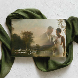 Cartão De Agradecimento Modern Elegant Wedding Photo Thank You Card