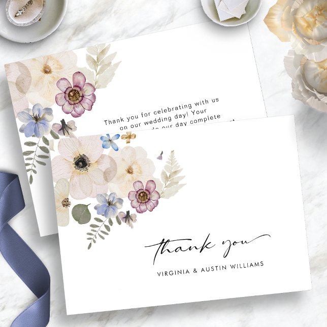 Cartão De Agradecimento Modern Floral (Modern Boho Watercolor Floral Thank You Card by Painted Paperie
)