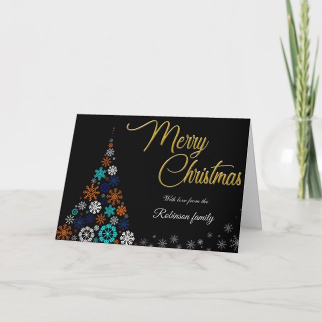 Cartão De Agradecimento Modern, Floral and Bold Christmas Card (Frente)