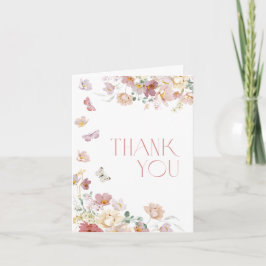 Cartão De Agradecimento Modern Floral Pink Bridal Shower Thank You Card