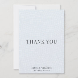 Cartão De Agradecimento Modern Glacial Blue & Charcoal Warped Grid