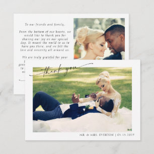 Cartão De Agradecimento Modern Hand Lettered 2 Foto Casamento Obrigado