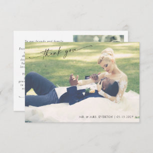 Cartão De Agradecimento Modern Hand Lettered 2 Foto Casamento Obrigado