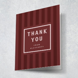 Cartão De Agradecimento Modern Maroon Stripes Graduation Thank You