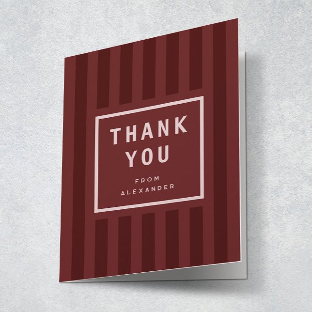 Cartão De Agradecimento Modern Maroon Stripes Graduation Thank You (Criador carregado)