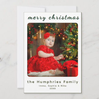 Cartão De Agradecimento Modern Minimal Holiday Family Photo Card