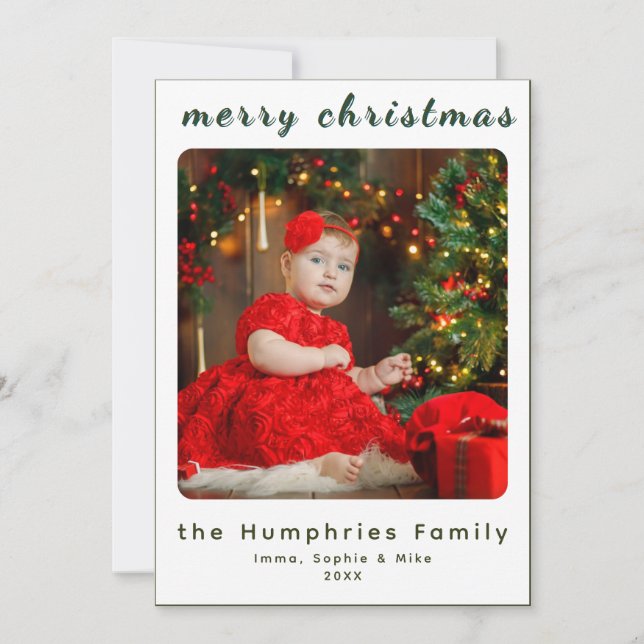 Cartão De Agradecimento Modern Minimal Holiday Family Photo Card (Frente)