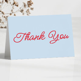 Cartão De Agradecimento Modern Minimal Minimalist Blue Red Wedding