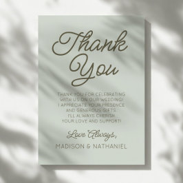 Cartão De Agradecimento Modern Minimal Minimalist Sage Green Wedding