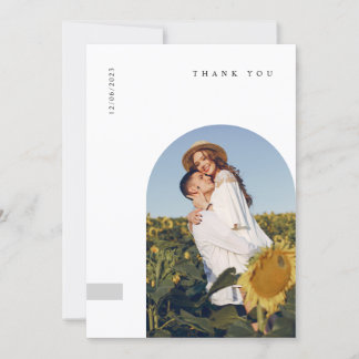 Cartão De Agradecimento Modern Minimal Photo Wedding Thank You Card W Note