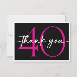 Cartão De Agradecimento Modern Minimal Pink Forty Fabulous Script Birthday