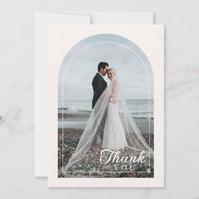 Cartão De Agradecimento Modern Minimalist 1 Photo Thank You Dankeskarte (Frente)