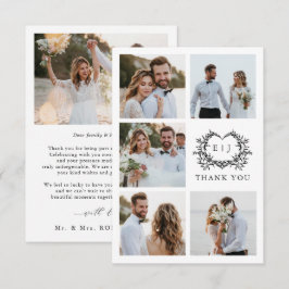 Cartão De Agradecimento Modern Minimalist Calligraphy Crest monogram Photo