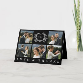 Cartão De Agradecimento Modern Minimalist Calligraphy Crest monogram Photo