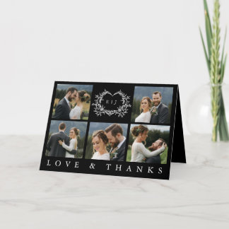 Cartão De Agradecimento Modern Minimalist Calligraphy Crest monogram Photo