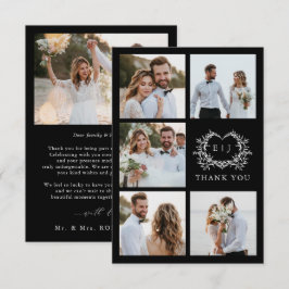 Cartão De Agradecimento Modern Minimalist Calligraphy Crest monogram Photo