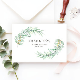 Cartão De Agradecimento Modern Minimalist Greenery Foliage Wedding