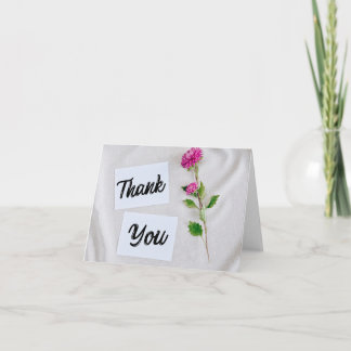 Cartão De Agradecimento Modern Minimalist Magenta Floral Thank You Folded 