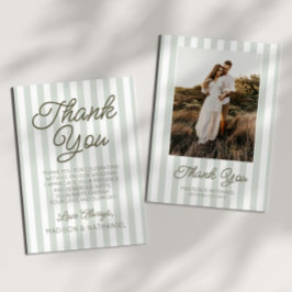 Cartão De Agradecimento Modern Minimalist Sage Green Stripes Wedding