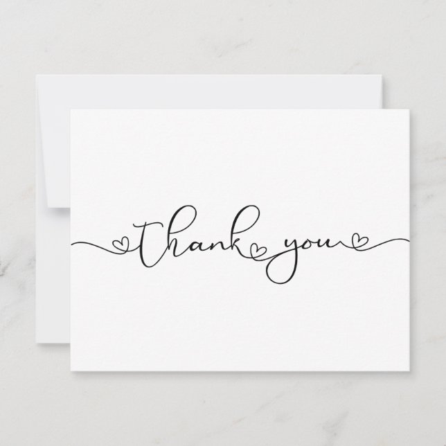 Cartão De Agradecimento Modern Minimalist Thank You Heart Custom Card (Frente)