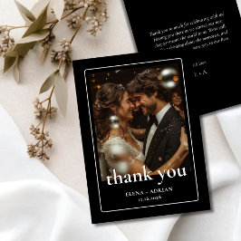 Cartão De Agradecimento Modern Moody Wedding Thank You Card with Photo