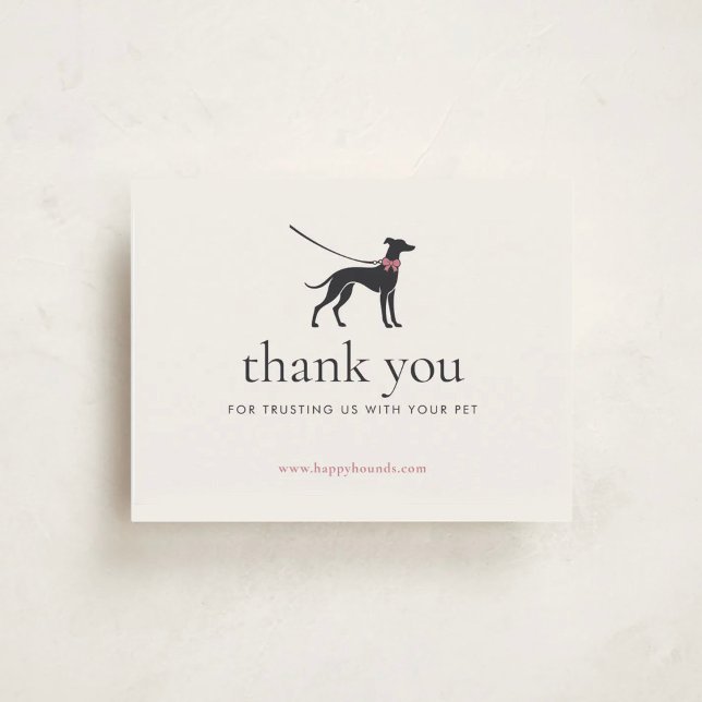 Cartão De Agradecimento Modern Neutral Dog Walker Business Insert | Thank (Criador carregado)
