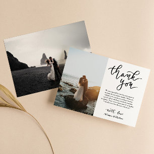 Cartão De Agradecimento Modern Obrigado Escrevendo Foto De Casamento