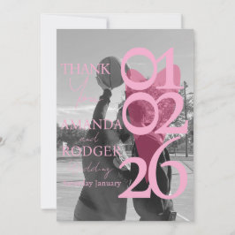 Cartão De Agradecimento Modern Photo Pink Typography  Thank You Card