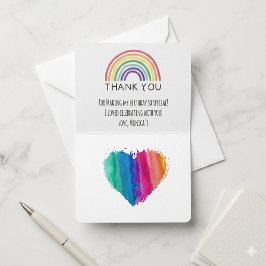 Cartão De Agradecimento Modern Rainbow Birthday Party Thank You
