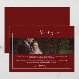 Cartão De Agradecimento Modern Red Newlyweds Wimshical Calligraphy