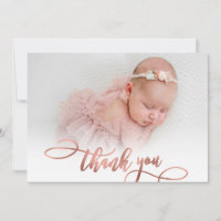 Modern Rosa Dourado Script New Baby Photo (Nova Fo