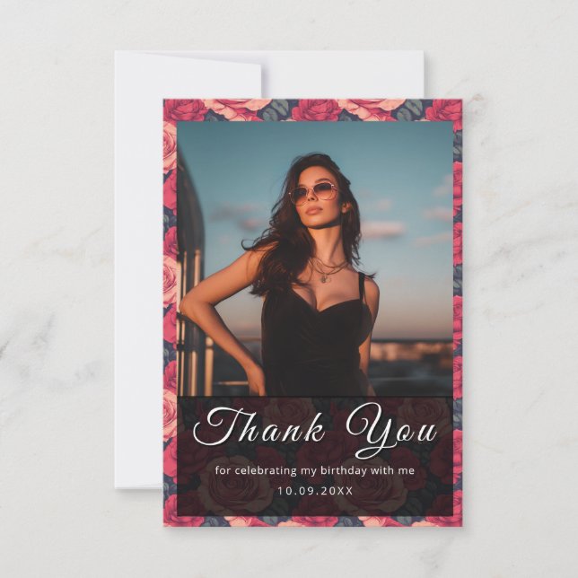 Cartão De Agradecimento Modern Rose Flower Nature-Inspired Parties (Frente)