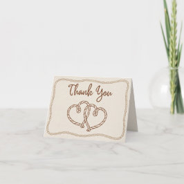 Cartão De Agradecimento Modern Rustic Western Rope Hearts Ranch Wedding