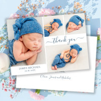 Modern Script 4 Photo Collage Baby Boy Obrigado