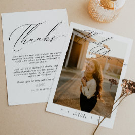 Cartão De Agradecimento Modern Script Typography Photo Graduation