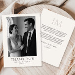 Cartão De Agradecimento Modern Simple Wedding Photo Card Thank You<br><div class="desc">Express heartfelt appreciation with this Modern Simple Wedding Photo Thank You Card. The clean design highlights your favorite wedding photo with elegant typography for your names and date, creating a timeless keepsake that feels personal and refined. The minimalist layout and neutral tones make it perfect for any wedding style, modern,...</div>