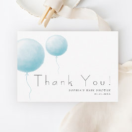 Cartão De Agradecimento Modern Soft Pastel Blue Balloon Baby Boy Shower