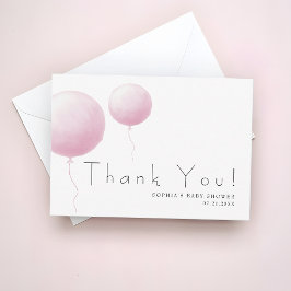 Cartão De Agradecimento Modern Soft Pastel Pink Balloon Baby Girl Shower