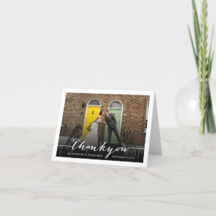 Cartão De Agradecimento Modern Stylish Script Wedding Thank You Photo Card