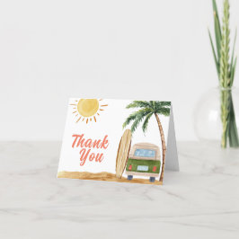 Cartão De Agradecimento Modern Summer Boho Surf Beach Van Chá de fraldas