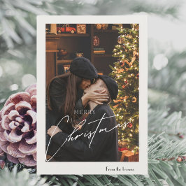 Cartão De Agradecimento Modern Trendy Christmas | Foto do Casal Romântico