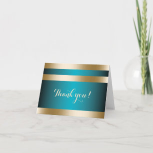 Cartão De Agradecimento Modern Turquoise Gold Stripes Thank You