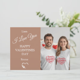 Cartão De Agradecimento Modern Valentine’s Day Photo Card – Tan