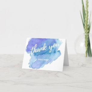 Cartão De Agradecimento Modern Watercolor Blue Teal Turquoise THANK YOU