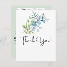 Cartão De Agradecimento Modern Watercolor Eucalyptus Greenery Wedding