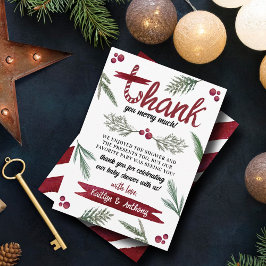 Cartão De Agradecimento Modern Watercolor "Joy" Candy Cane Chá de fraldas