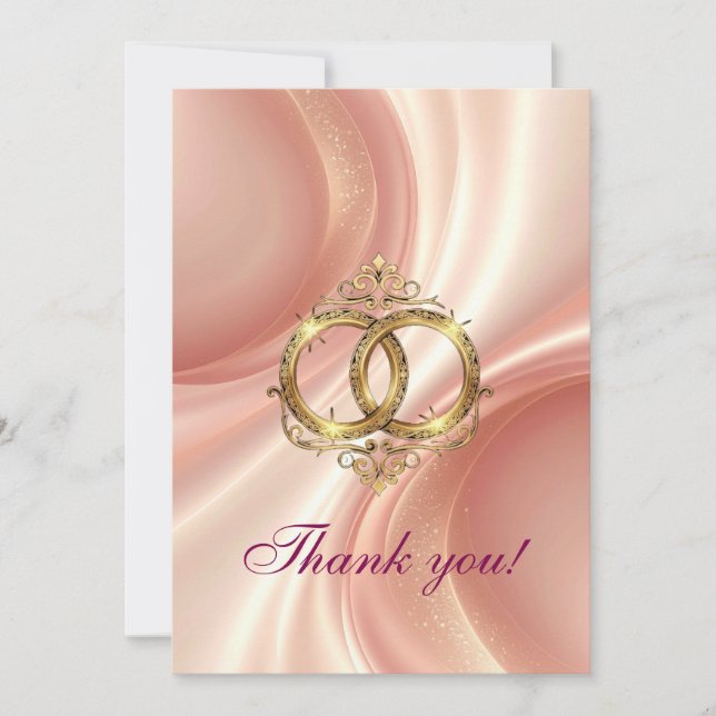 Cartão De Agradecimento Modern Wedding Thank You Card (Frente)